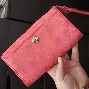 Coach pink signature wristlet